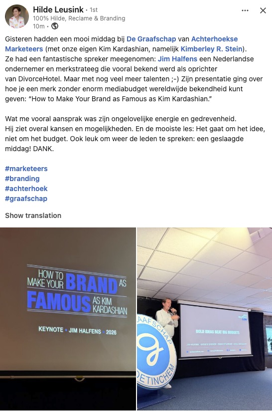 Reactie van een bezoeker over het event van Achterhoekse Marketeers op 16 september 2026