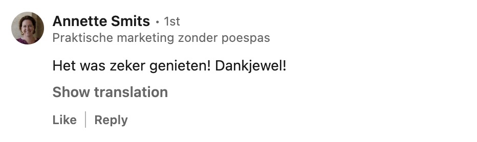 Reactie van een bezoeker over het event van Achterhoekse Marketeers op 16 september 2026