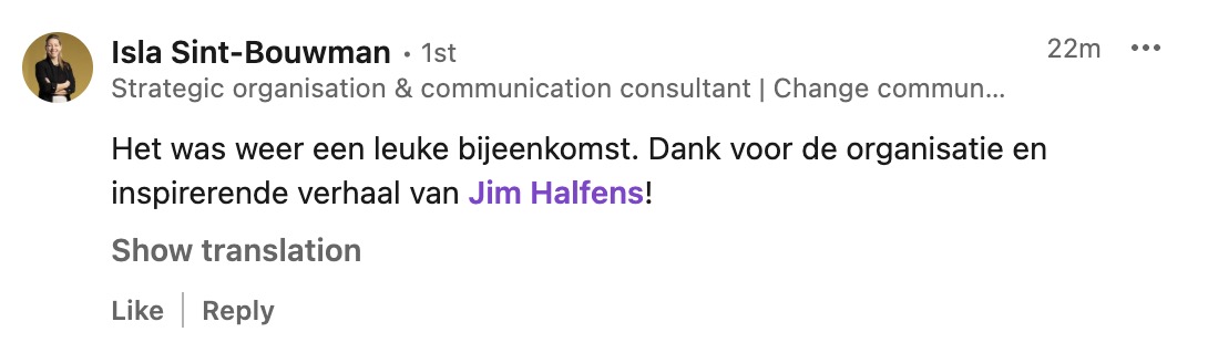 Reactie van een bezoeker over het event van Achterhoekse Marketeers op 16 september 2026